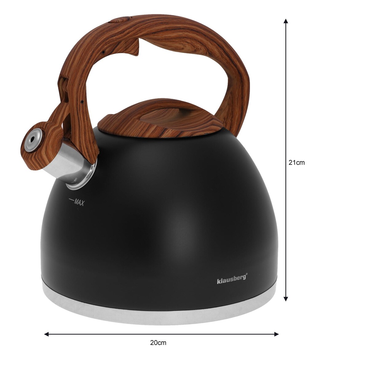 Czajnik stalowy lakierowany mat czarny 3.0L KLAUSBERG
