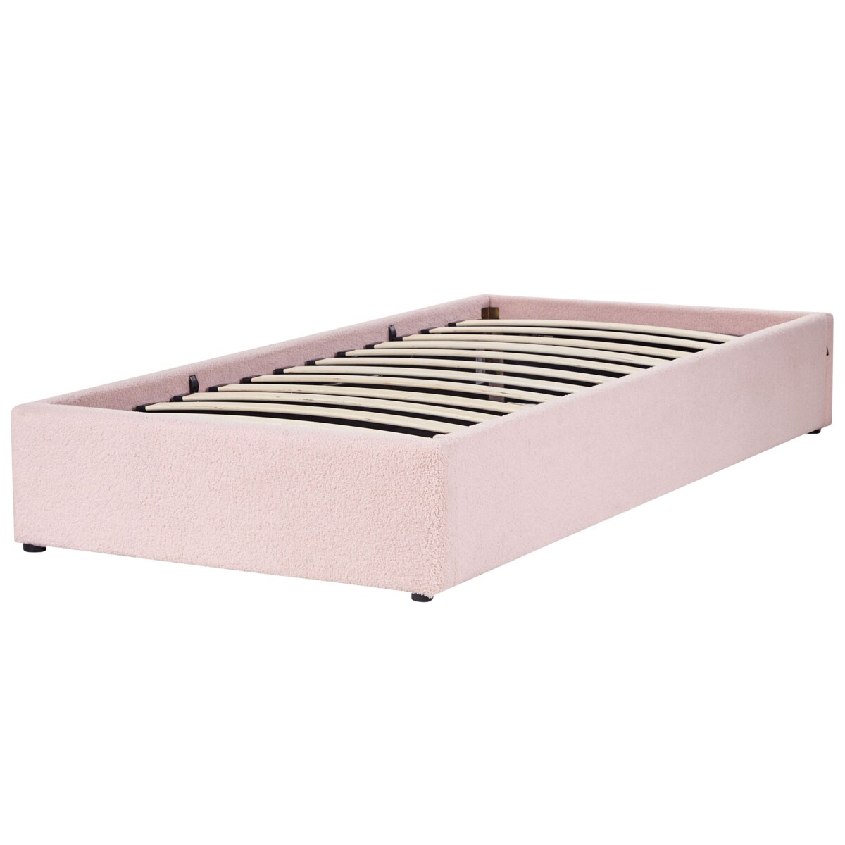 Łóżko z pojemnikiem boucle 90 x 200 cm różowe DINAN