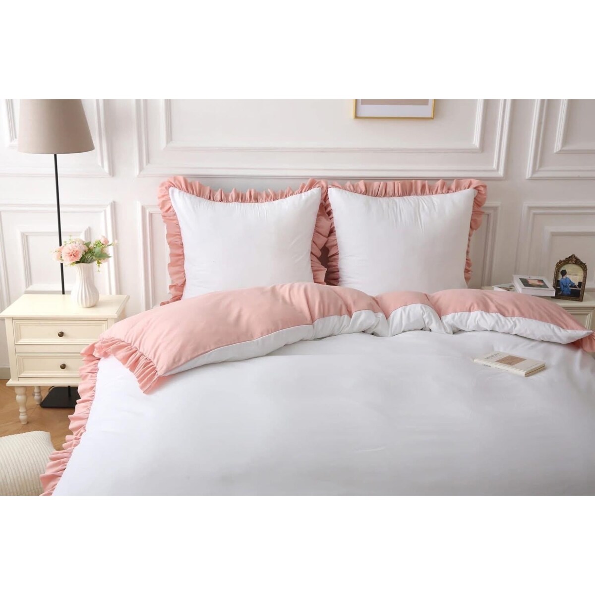 Pościel mikrofibra dwukolorowa z falbanką 160x200 cm