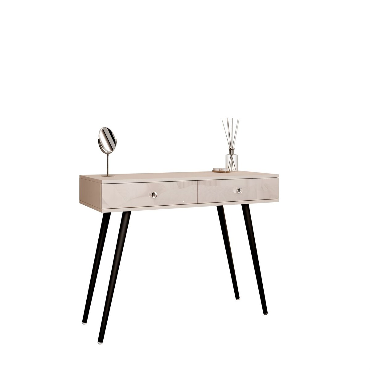 Konsola SIENNA KASZMIR na skośnych, czarnych nóżkach, uchwyt biały kryształ
