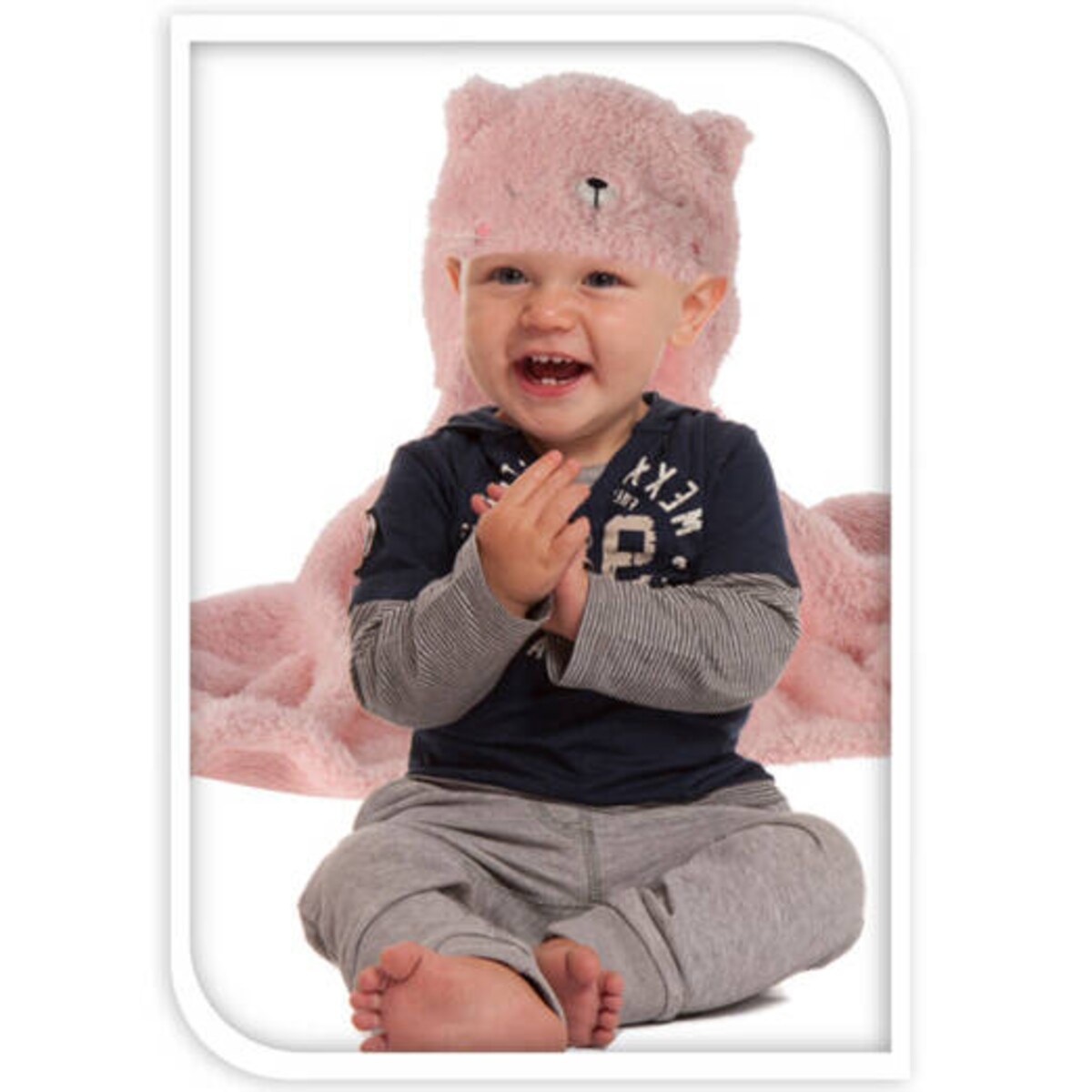 Koc z kapturem dla dzieci TEDDY, z uszkami, 70 x 100 cm