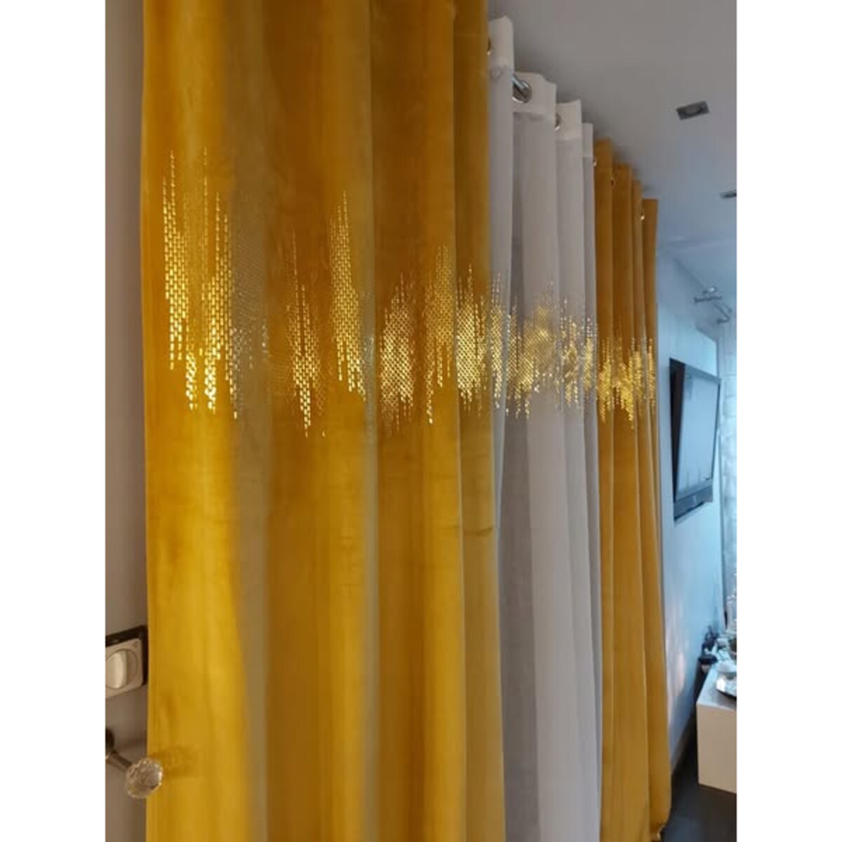 zasłona welurowa ecg gold 140x250 cm musztardowy