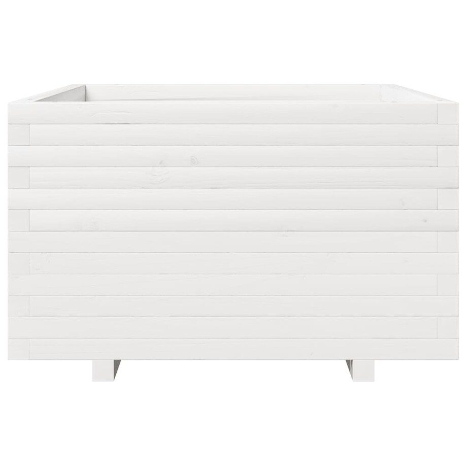 vidaXL Donica ogrodowa, biała, 80x80x49,5 cm, lite drewno sosnowe