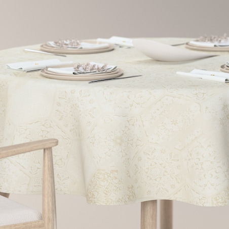Obrus okrągły 160 x 160 cm ecru ornament