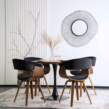 Krzesło Do Salonu Jadalni Kuchni Welurowe Drewno Gięte Loft Czarne OHIO 2