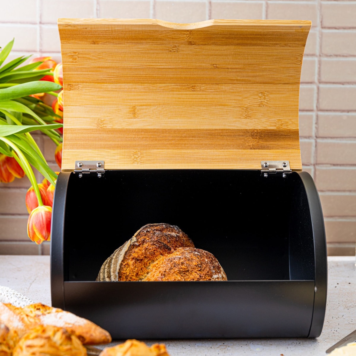 Chlebak stalowy 32cm pojemnik na chleb pieczywo KLAUSBERG