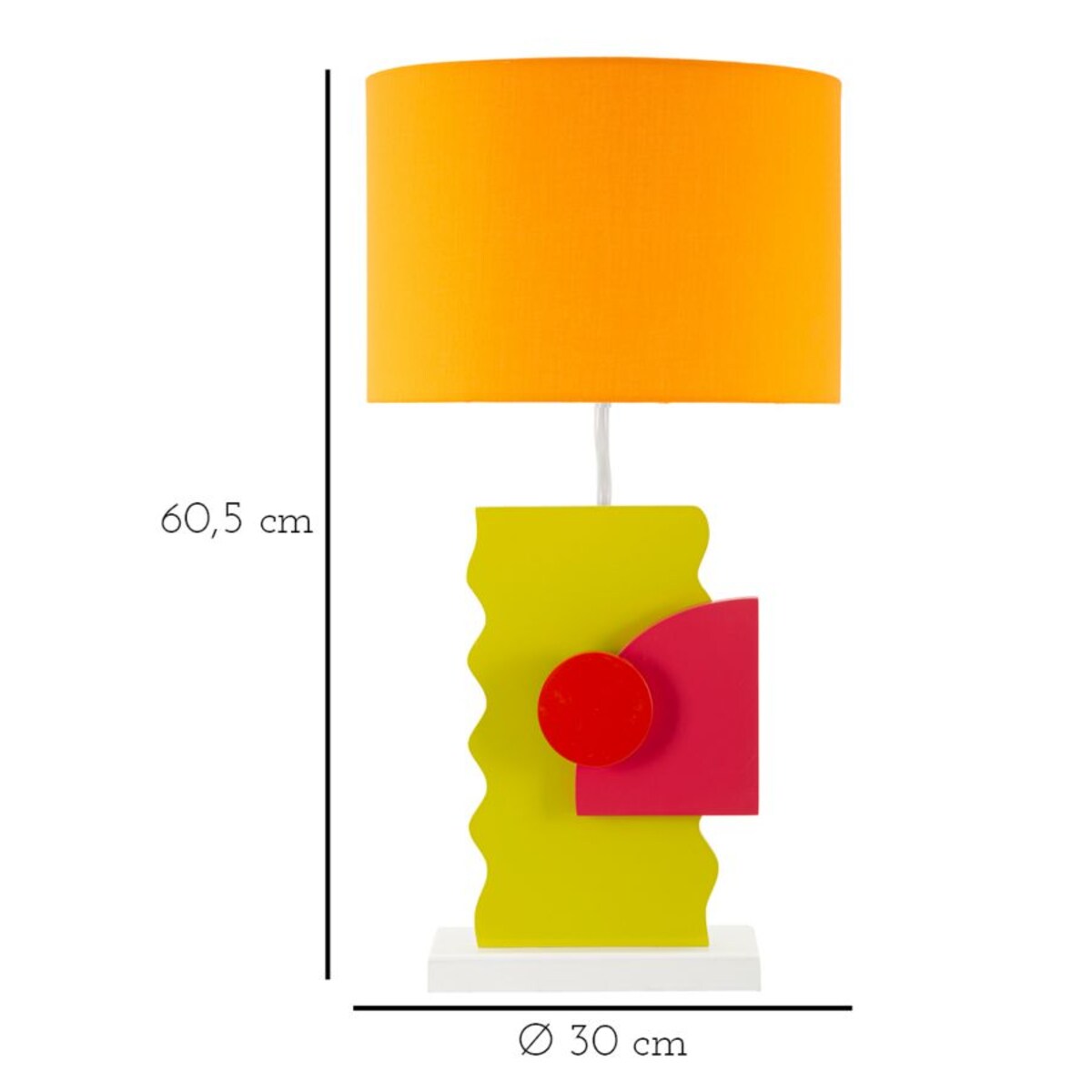 Lampa stołowa Color - B, kolor wielokolorowy, płyta MDF, żelazo i tkanina, 30 x 30 x 60,5 cm, 1 x E27, max. 40 W, do salonu i sypialni, Mauro Ferretti