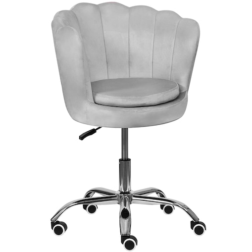 Fotel obrotowy krzesło muszelka welurowy do biurka toaletki szare shell