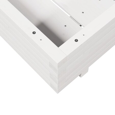 vidaXL Donica ogrodowa, biała, 70x70x26,5 cm, lite drewno sosnowe