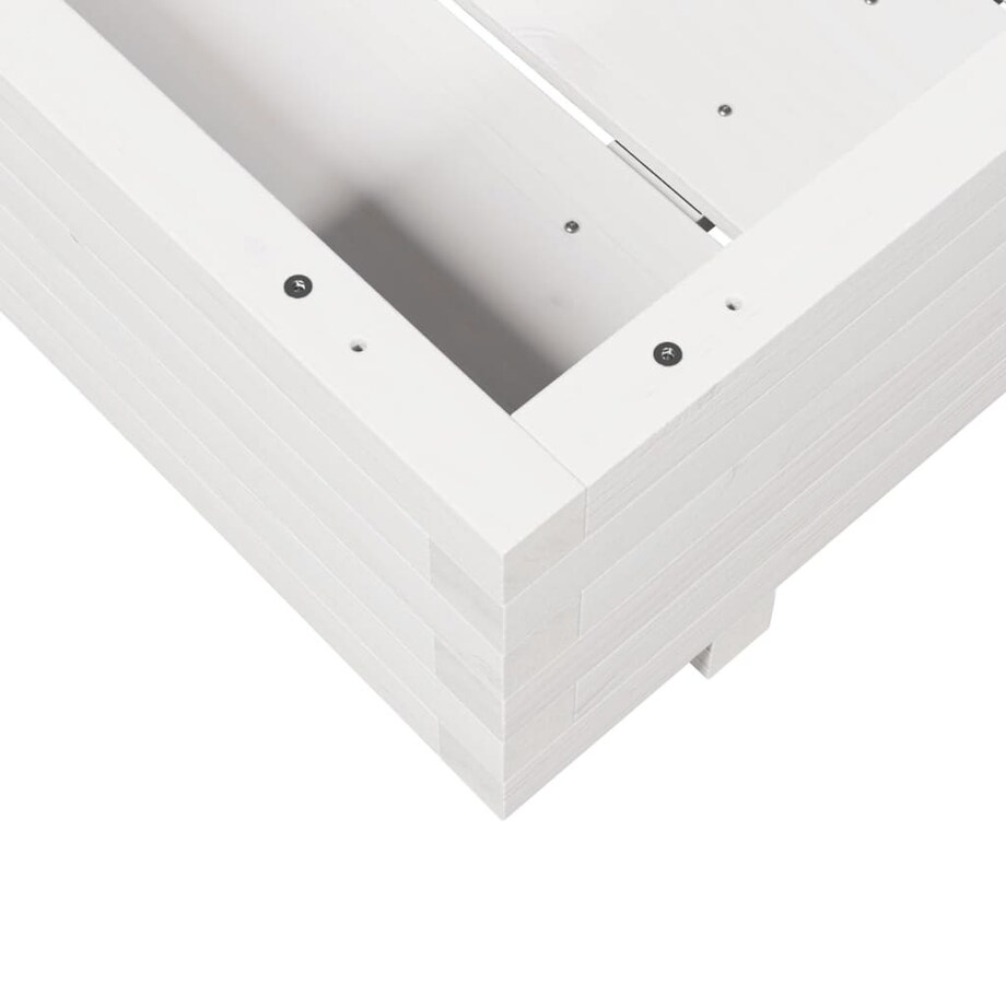 vidaXL Donica ogrodowa, biała, 70x70x26,5 cm, lite drewno sosnowe