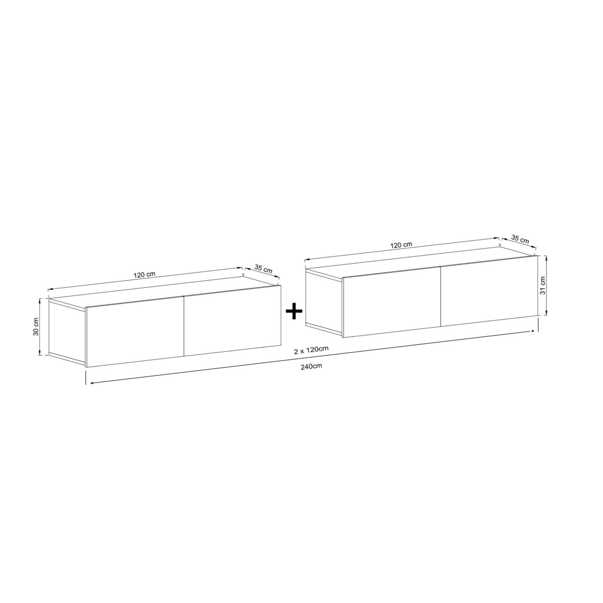Szafka RTV Loft Wisząca Komoda RTV Kaszmir MAT 240 cm
