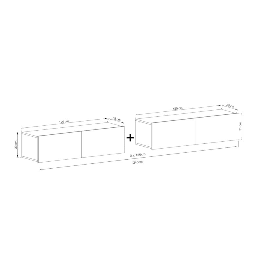 Szafka RTV Loft Wisząca Komoda RTV Kaszmir MAT 240 cm