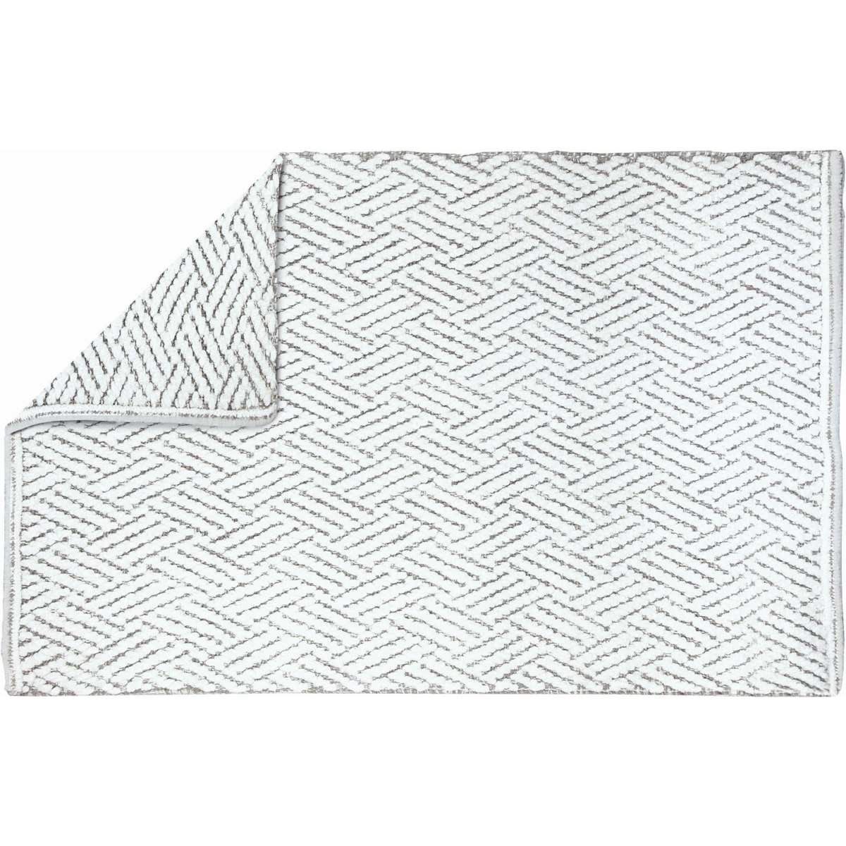 Kleine Wolke Switch Dwustronny dywanik łazienkowy ręcznie tkany 60x90 cm Macadamia beż i biały