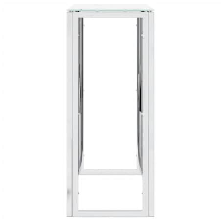 vidaXL Stolik konsolowy, srebrny, 70x30x70 cm, stal nierdzewna i szkło