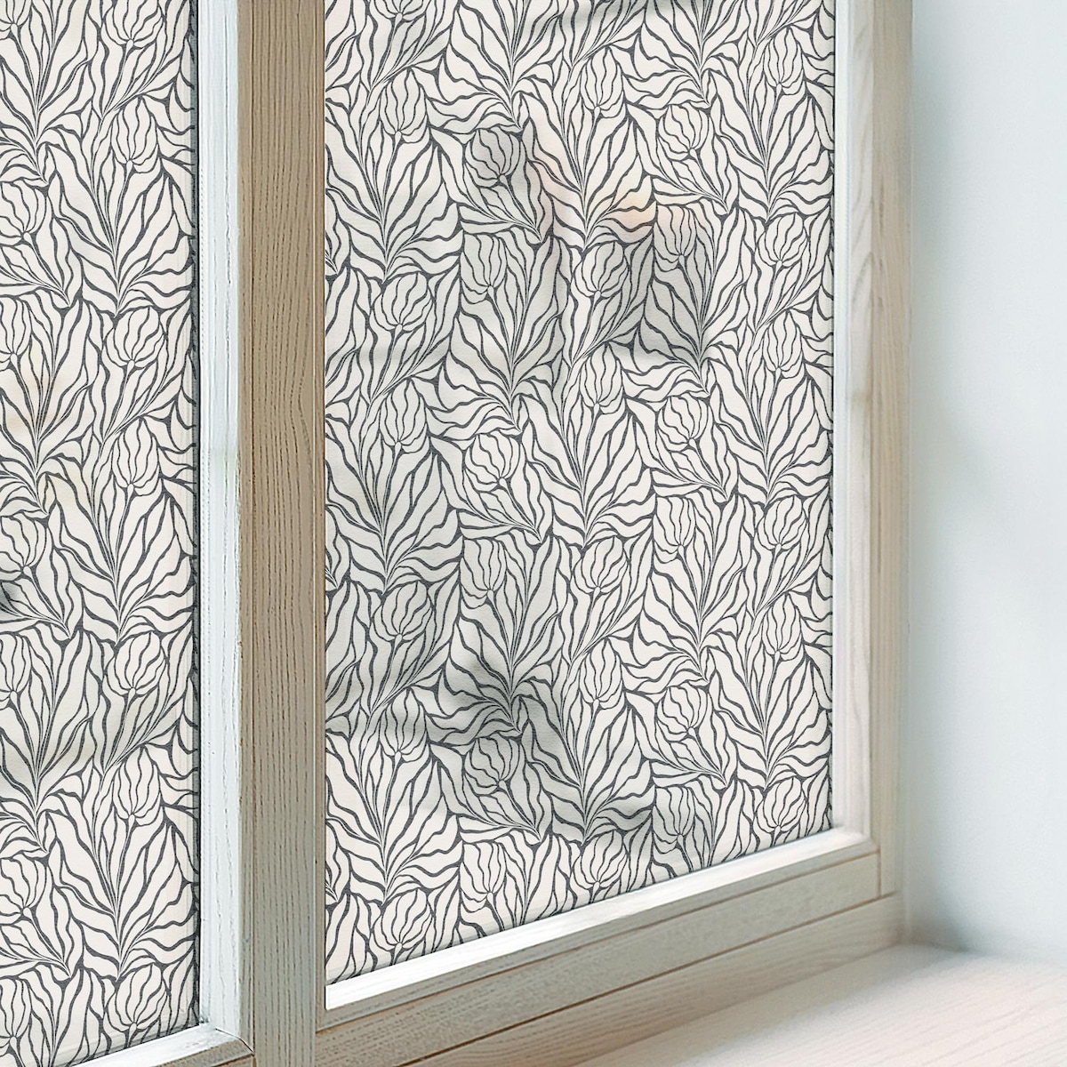 Folia na okno chroniąca prywatność - Roślinny wzór klasyczna symetria - 50x116 cm