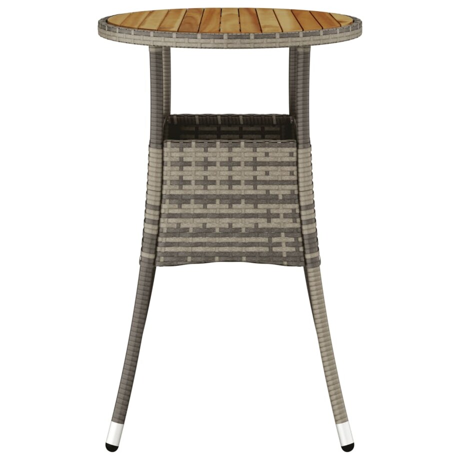 vidaXL Stolik ogrodowy, Ø60x75 cm, drewno akacjowe i rattan PE, szary