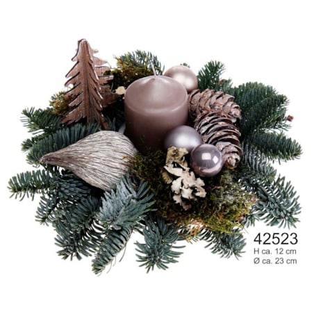 Kompozycja świąteczna NOBILIS ze świecą | Długość 50/80 cm