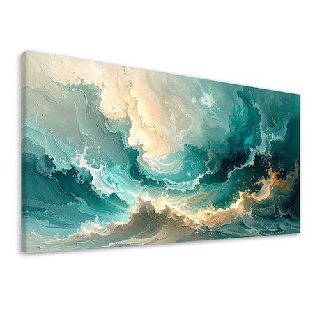 Obraz do salonu sypialni biura, Fale Abstrakcja Niebieski 80x40 cm