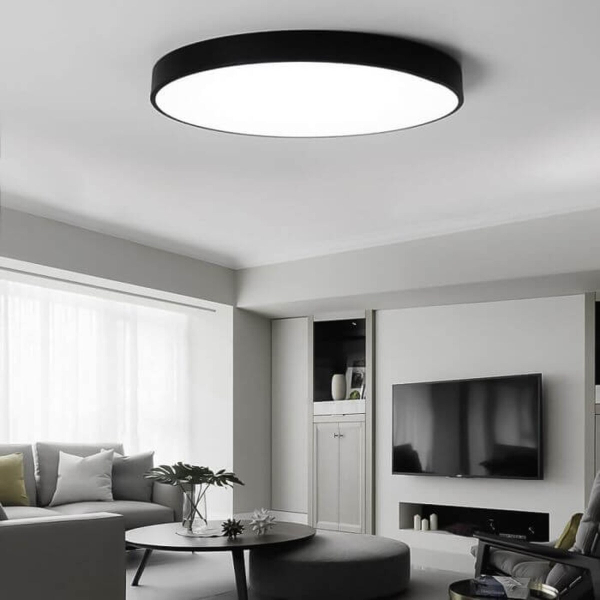 Plafoniera LAMPA sufitowa MODERN MD1001-30-HW Abigali metalowa OPRAWA plafon LED 20W 3000K okrągły czarny