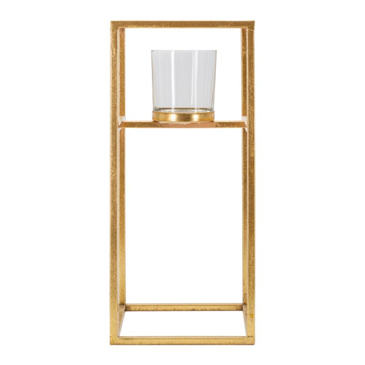 Świecznik dekoracyjny Elegant, 15 x 15 x 35 cm, świecznik na świecę, złoty, żelazo, szkło, styl glamour, Mauro Ferretti
