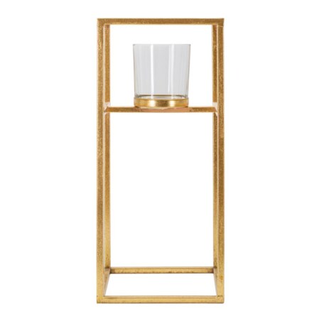 Świecznik dekoracyjny Elegant, 15 x 15 x 35 cm, świecznik na świecę, złoty, żelazo, szkło, styl glamour, Mauro Ferretti