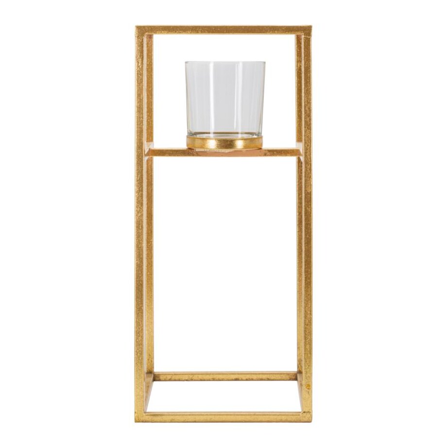 Świecznik dekoracyjny Elegant, 15 x 15 x 35 cm, świecznik na świecę, złoty, żelazo, szkło, styl glamour, Mauro Ferretti