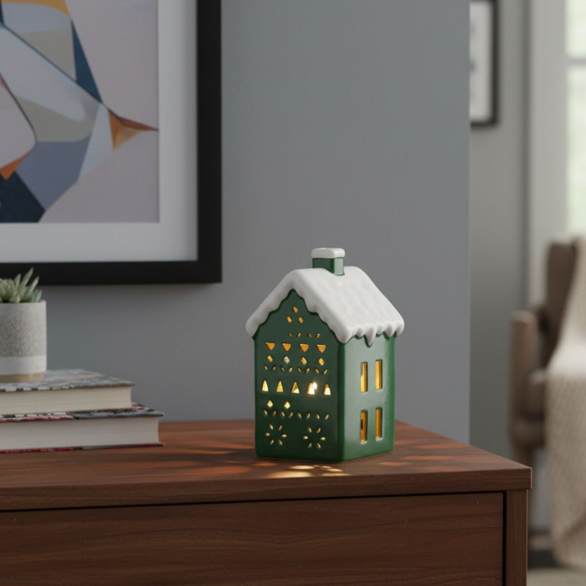 Lampka LED w kształcie domu, 13 cm