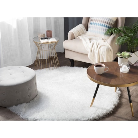 Dywan shaggy okrągły ⌀ 140 cm biały CIDE