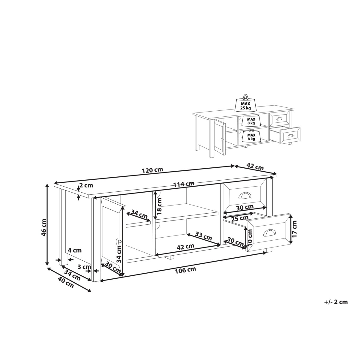 Szafka RTV jasnoszara HONOLULU