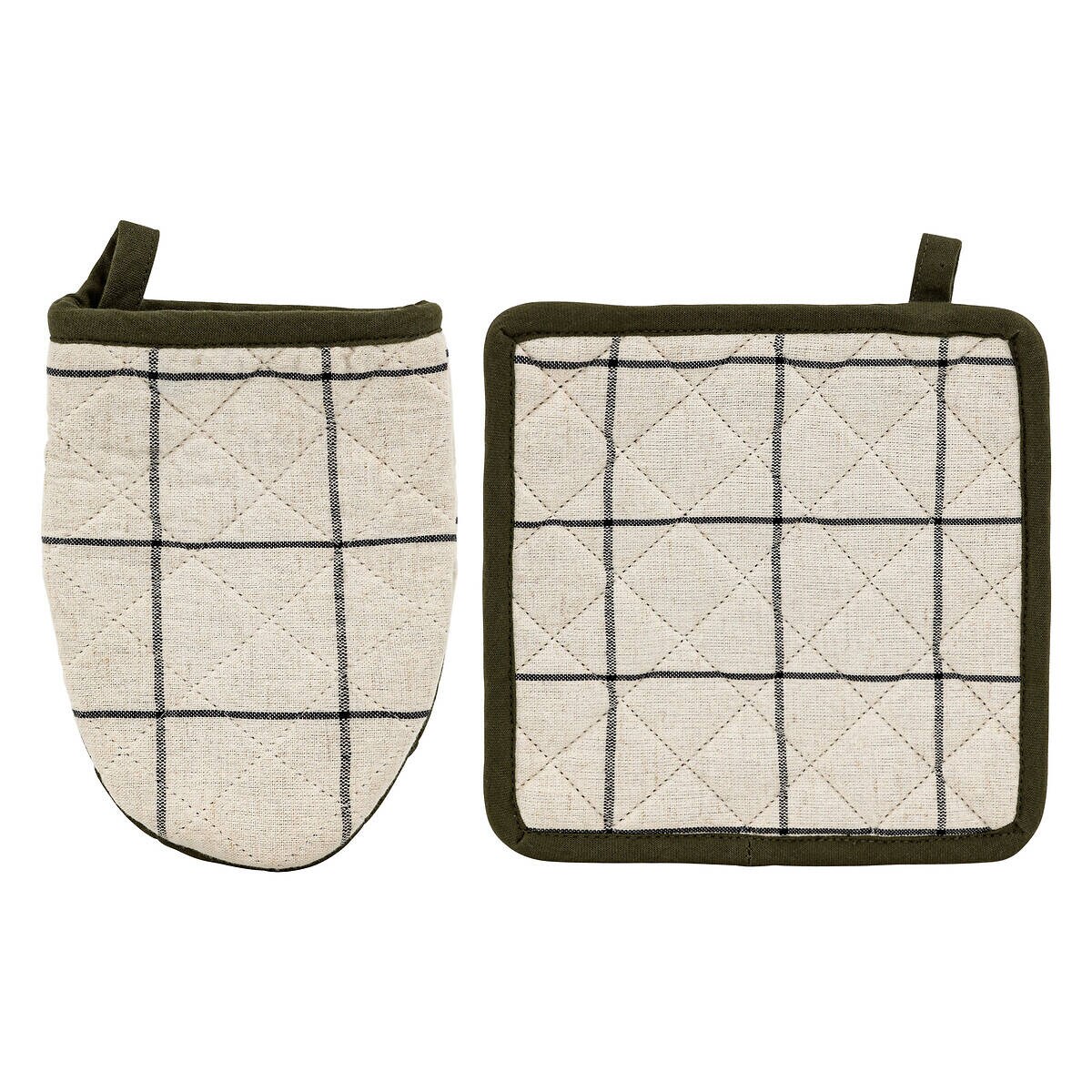 Rękawica kuchenna i łapka w kratę HELU, 100% bawełny