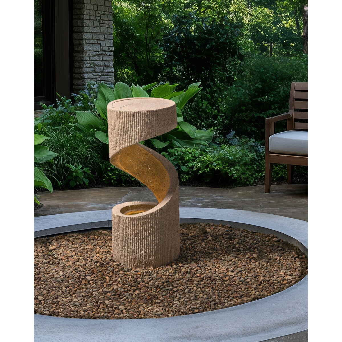 Fontanna ogrodowa z LED beżowa WINX