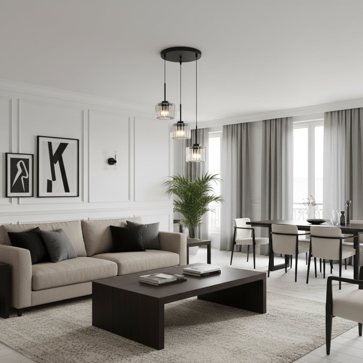 lampa wisząca kaskadowa 3 punktowa edylit do salonu