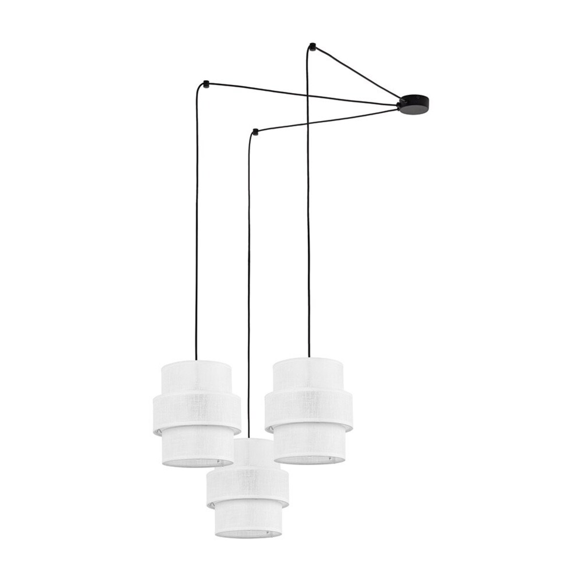 Nowoczesna lampa sufitowa TK Lighting CALISTO WHITE 5975, 3xE27, biało-czarna, regulowana wysokość, do salonu i jadalni