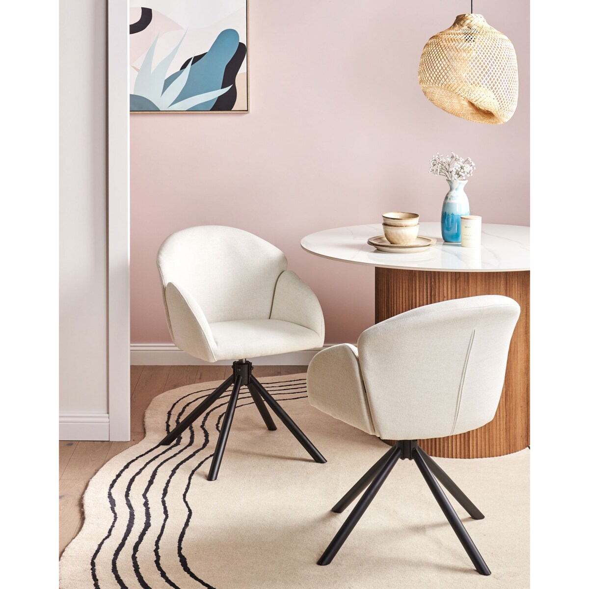 Zestaw 2 krzeseł do jadalni Obrotowy MAYBEE Złamana biel