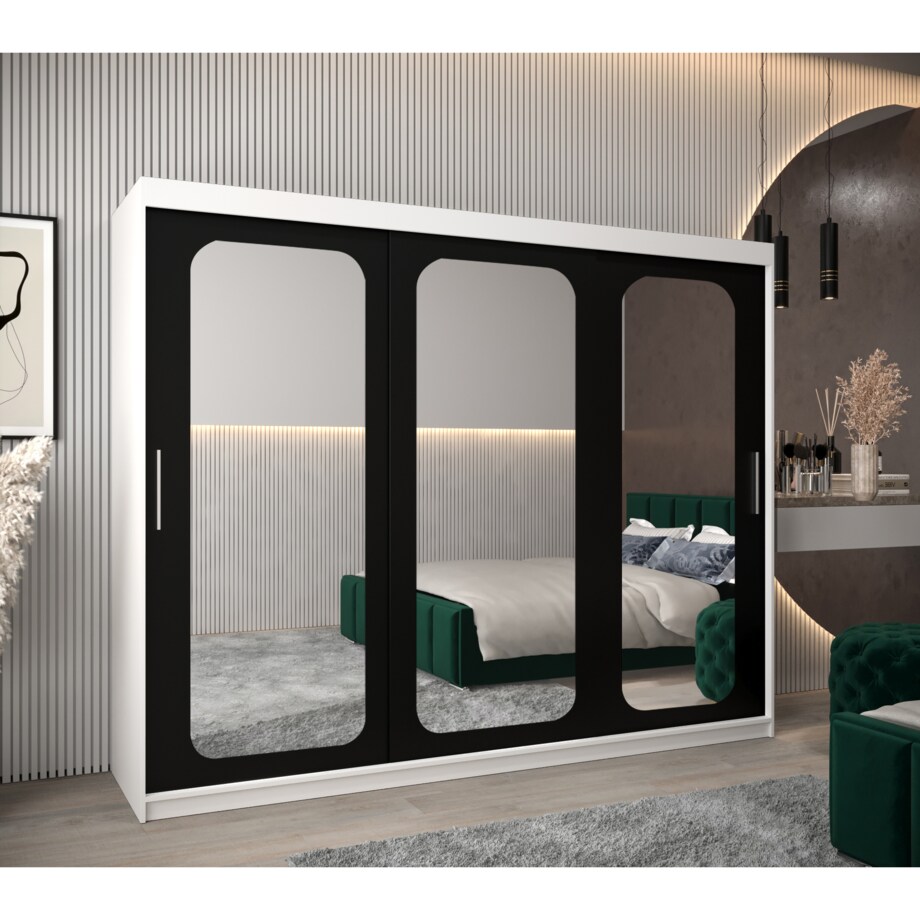 Szafa przesuwna Garderoba PROMO T3 250 biały/czarny