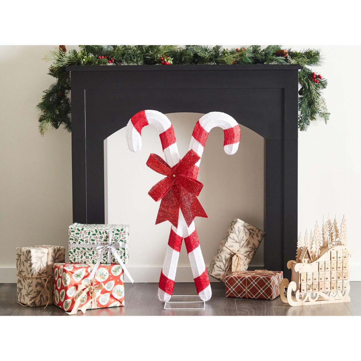 Dekoracja ogrodowa LED laski cukrowe 90 cm czerwony z białym OLASVIK