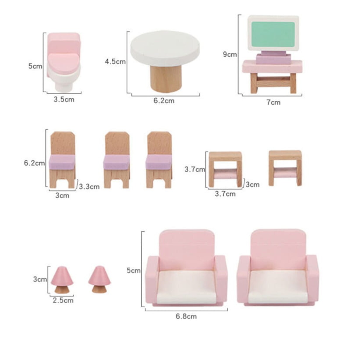 Mebelki drewniane dla lalek - 22 el.