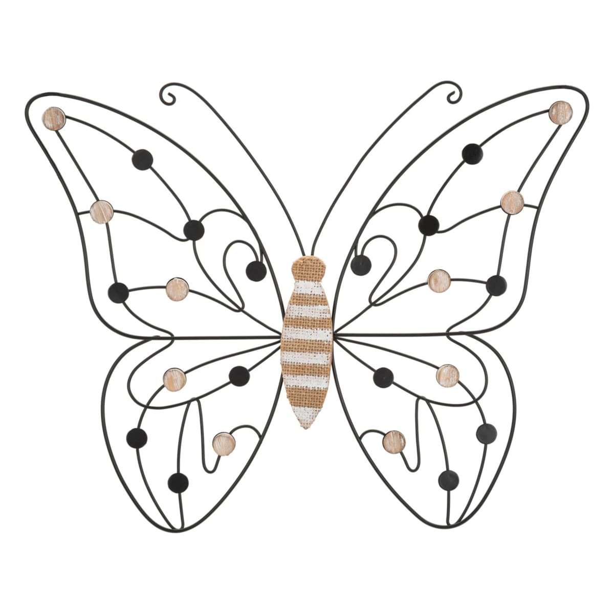 Dekoracja ścienna Butterfly, kolor brązowy i czarny, żelazo i płyta MDF, 39,5 x 33,5 cm, motyw: motyle, do salonu i przedpokoju, Mauro Ferretti