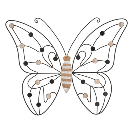 Dekoracja ścienna Butterfly, kolor brązowy i czarny, żelazo i płyta MDF, 39,5 x 33,5 cm, motyw: motyle, do salonu i przedpokoju, Mauro Ferretti
