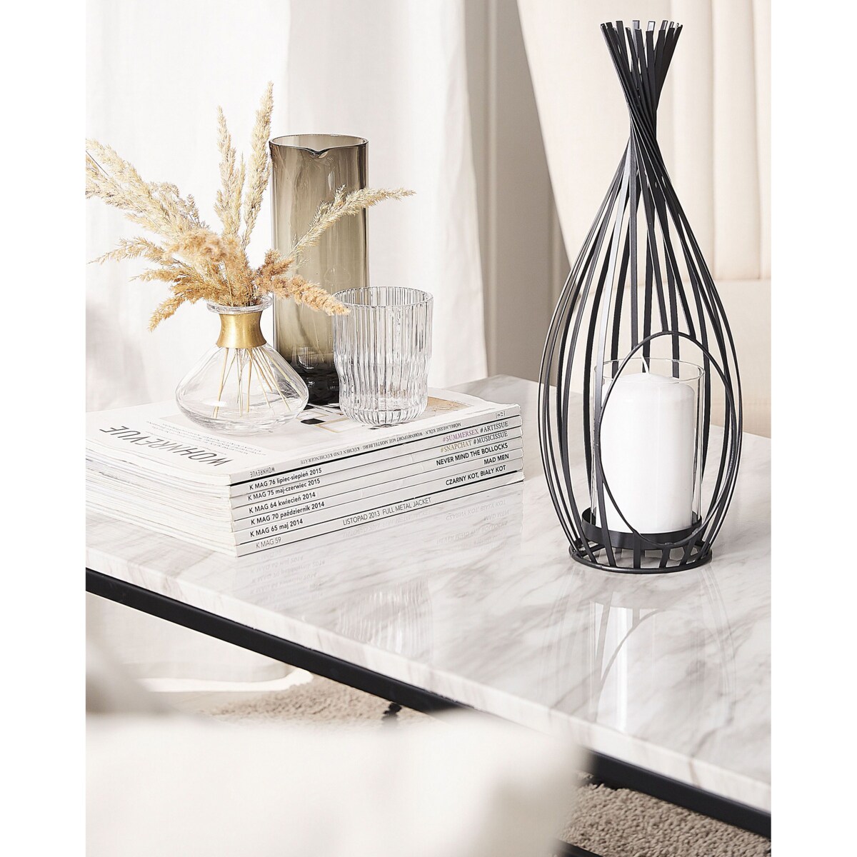 Lampion metalowy 38 cm czarny LOMBOK