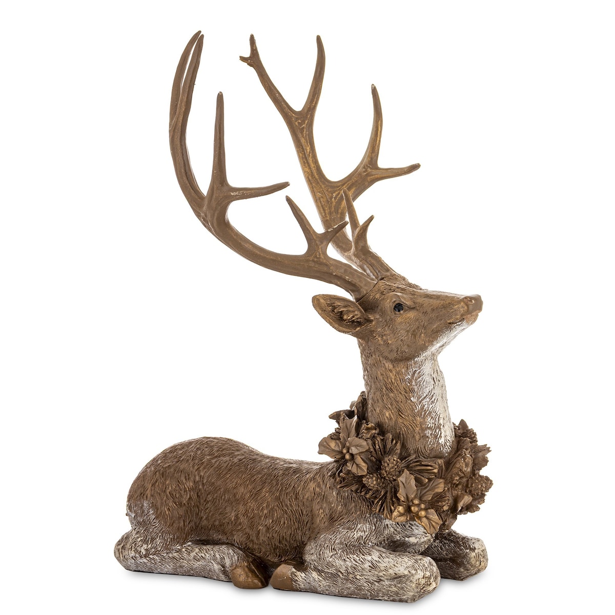 Dekoracja - figurka leżącego jelenia 50x39x27 cm SHIKA-2 brązowy z wieńcem