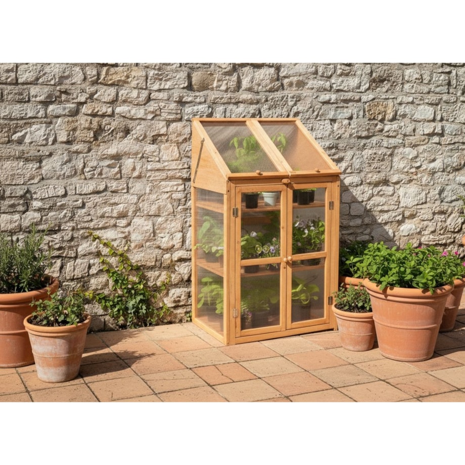 Szklarnia balkonowa VOLVERA Drewno jodłowe Jasnobrązowy 49 cm