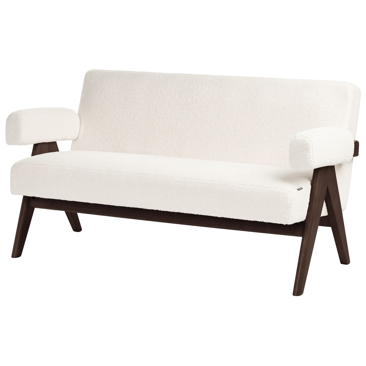 Sofa dla 2 osób TAMRE Boucle Złamana biel/ ciemny brąz