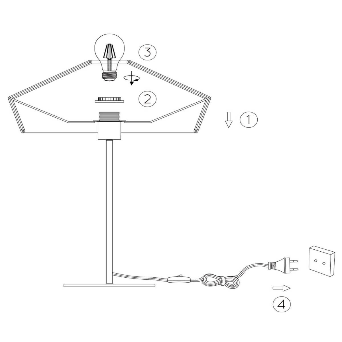 Stołowa lampa stojąca Yunkai do gabinetu drewniana czarna