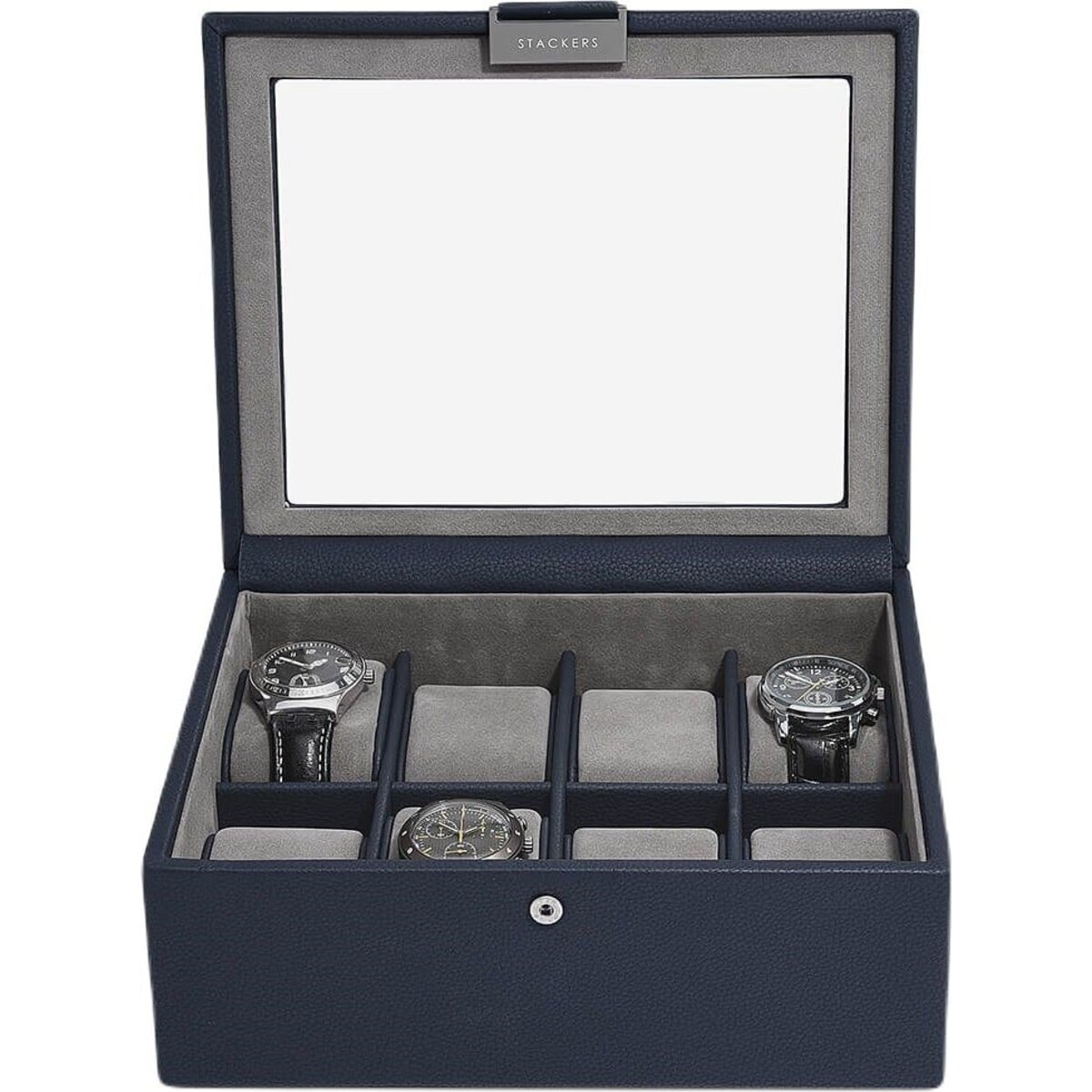 Pudełko na zegarki Stackers Pebble ośmiokomorowe granatowe
