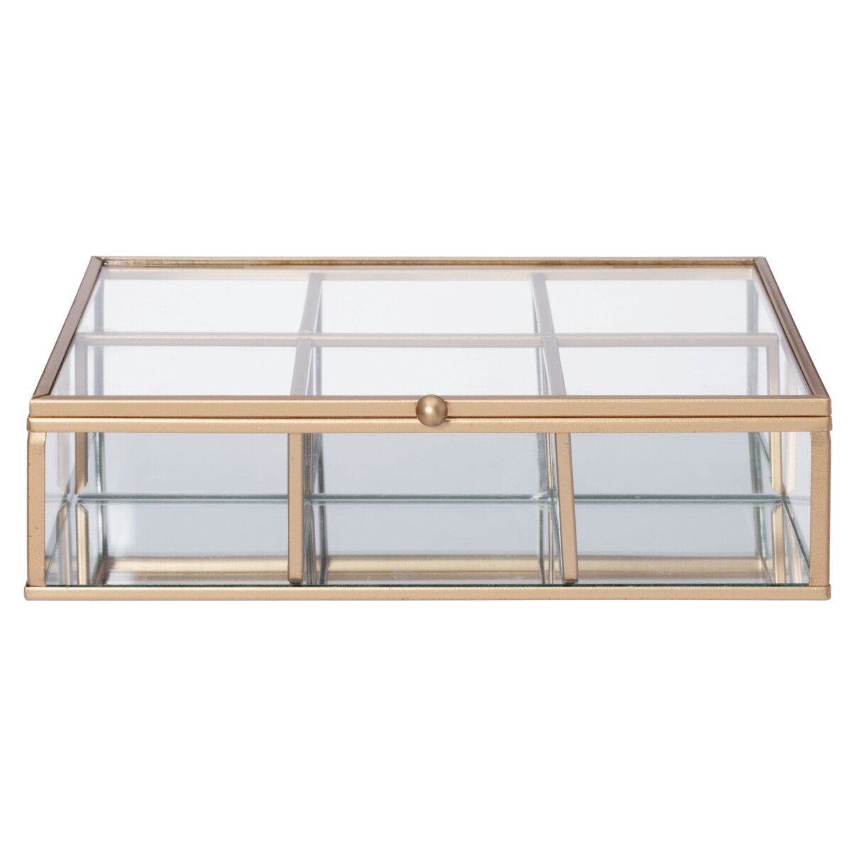 Szklana szkatułka z przegródkami GEMMY, 20 x 16 cm