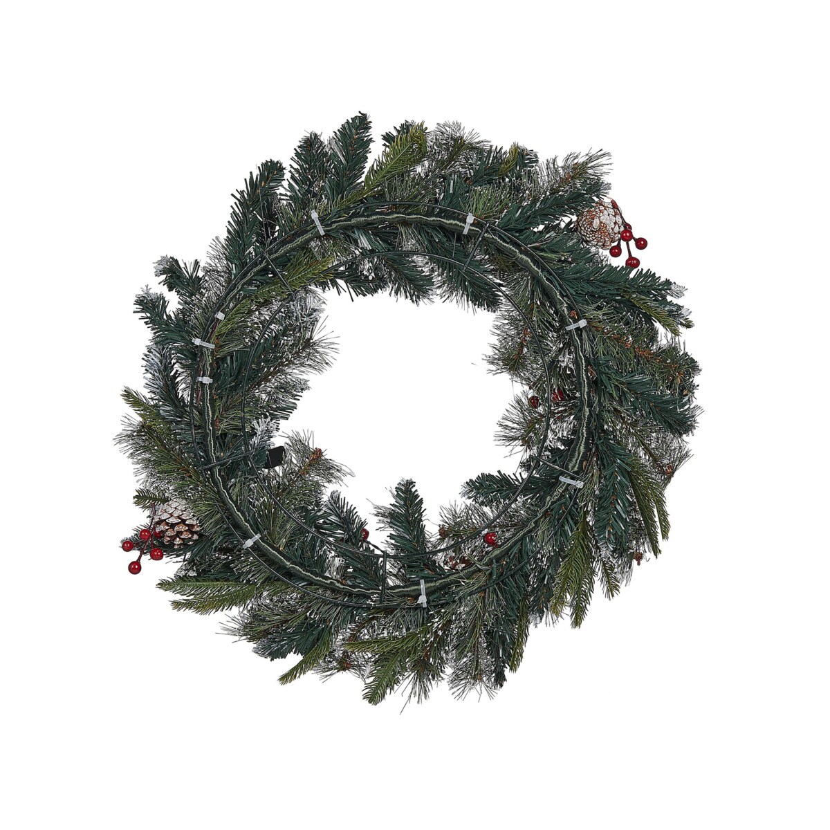 Ośnieżony wianek świąteczny LED 60 cm zielony PAIMIO