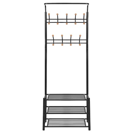 vidaXL Wieszak na ubrania z półkami na buty, 68x32x182,5 cm, czarny