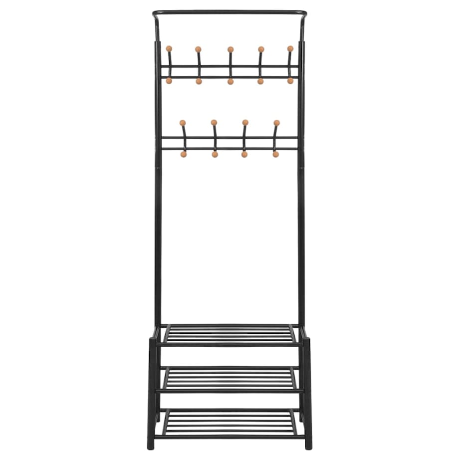 vidaXL Wieszak na ubrania z półkami na buty, 68x32x182,5 cm, czarny