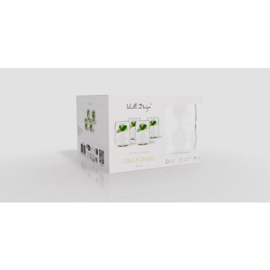 Komplet 4 szklanek z zielonym dnem 450 ml Geo Fondo Green 32194